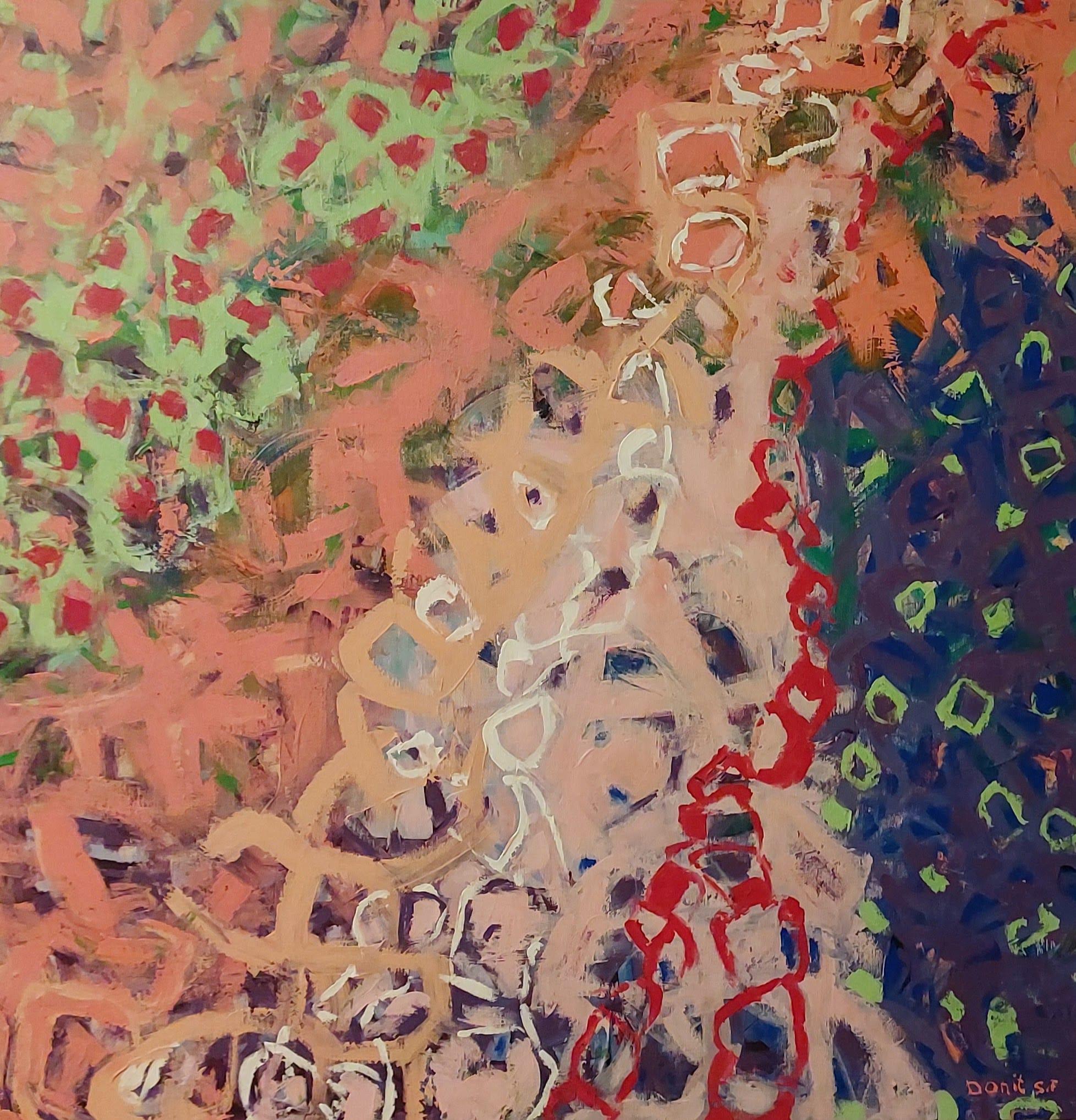 Links in the chain - abstract painting, landscape painting