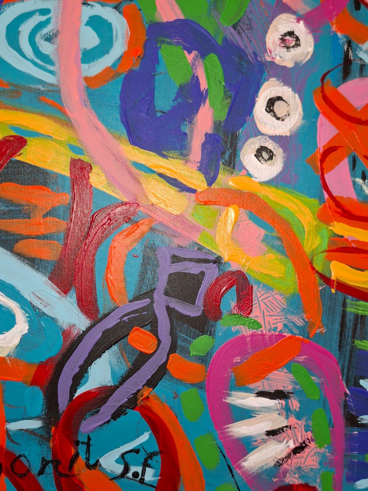 Naive Gaze - abstract painting, landscape painting im Angebot 4