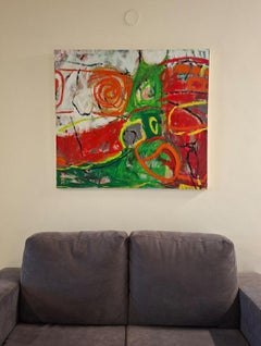 Red South - abstract painting, landscape painting