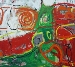 Red South - abstract painting, landscape painting