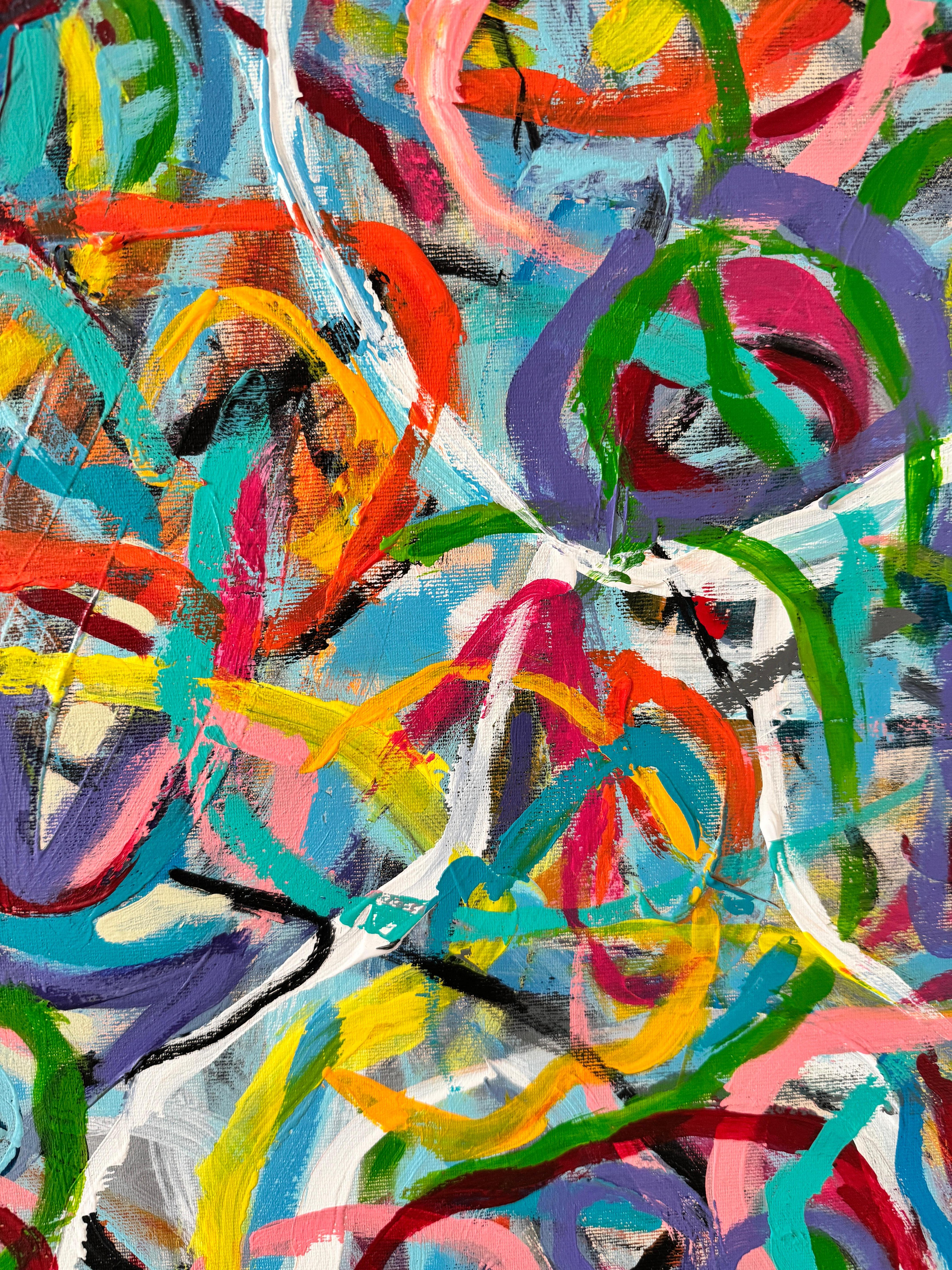 Tangle - abstract painting - Gray Abstract Painting by Dorit Shalev-Fried