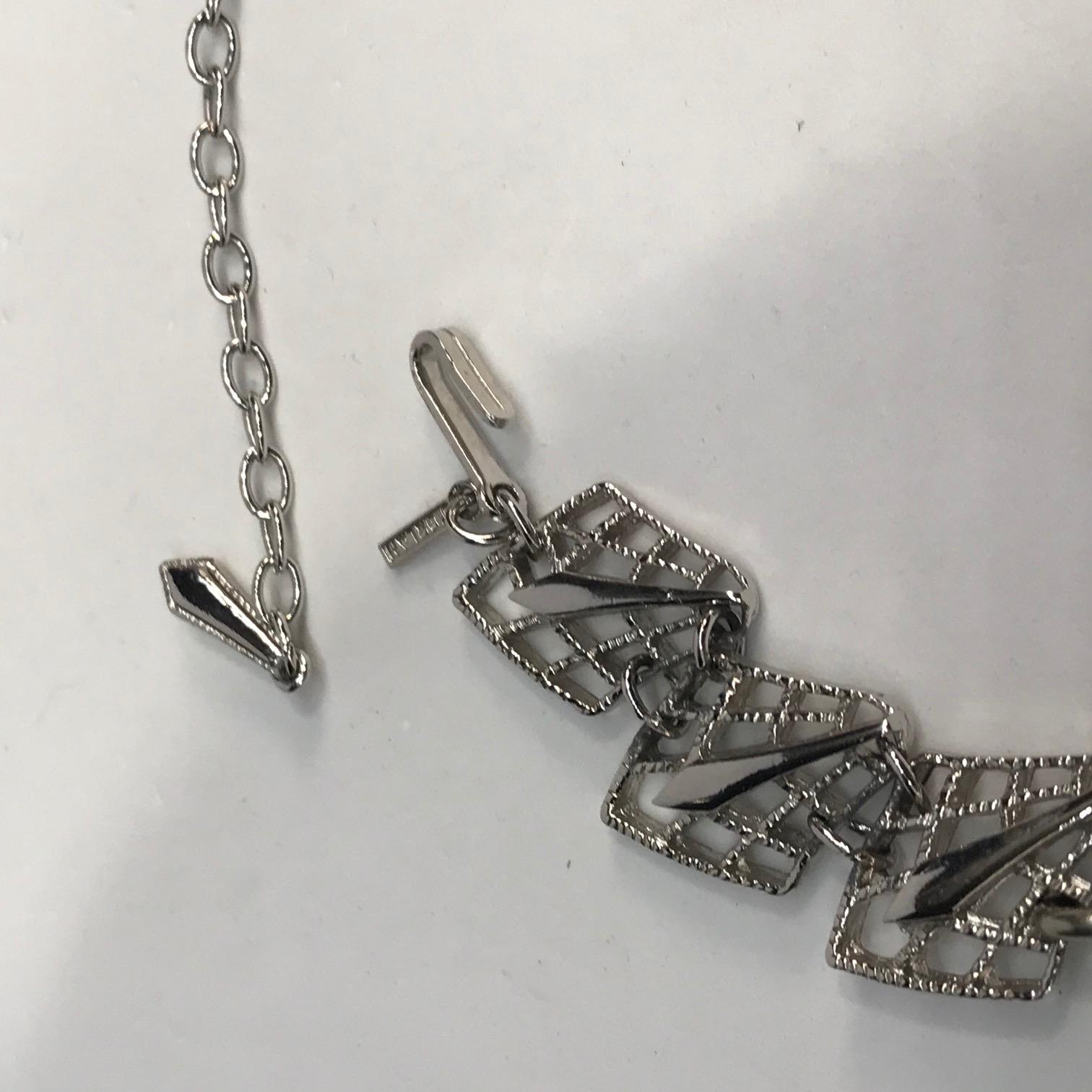 Women's D'Orlan Silver Tone 1970s Abstract Bib Necklace
