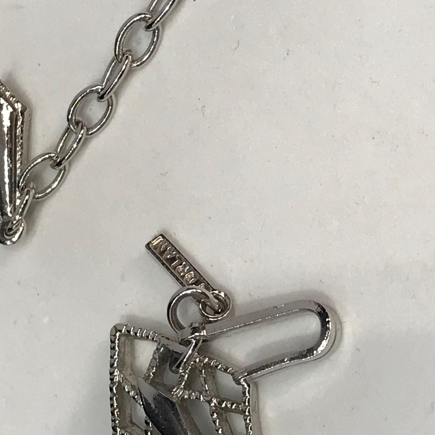 D'Orlan Silver Tone 1970s Abstract Bib Necklace 1