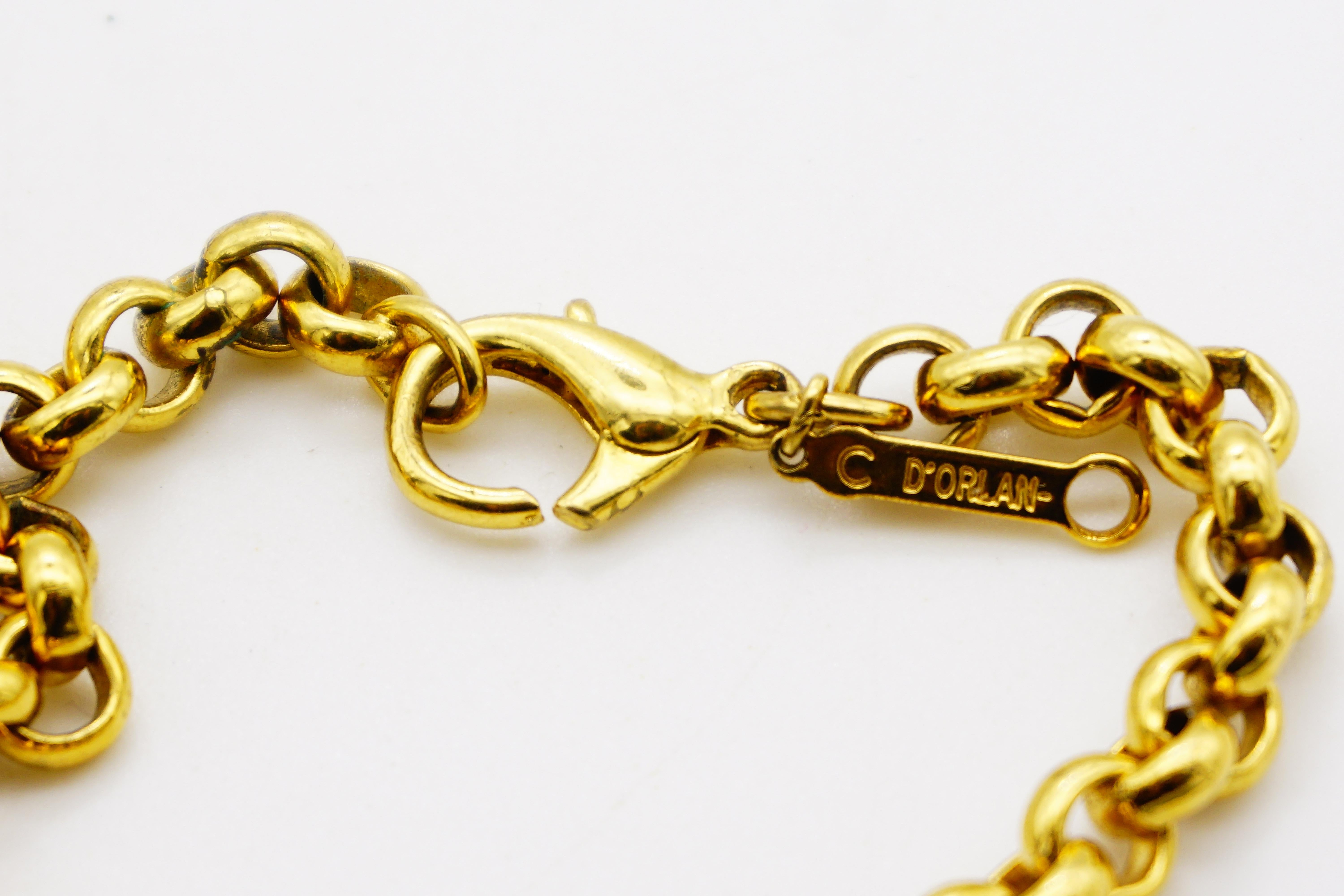 D'Orlan Vintage 1980s Long Crystals Interlocked Linked Chain Necklace Bracelet in vendita 9