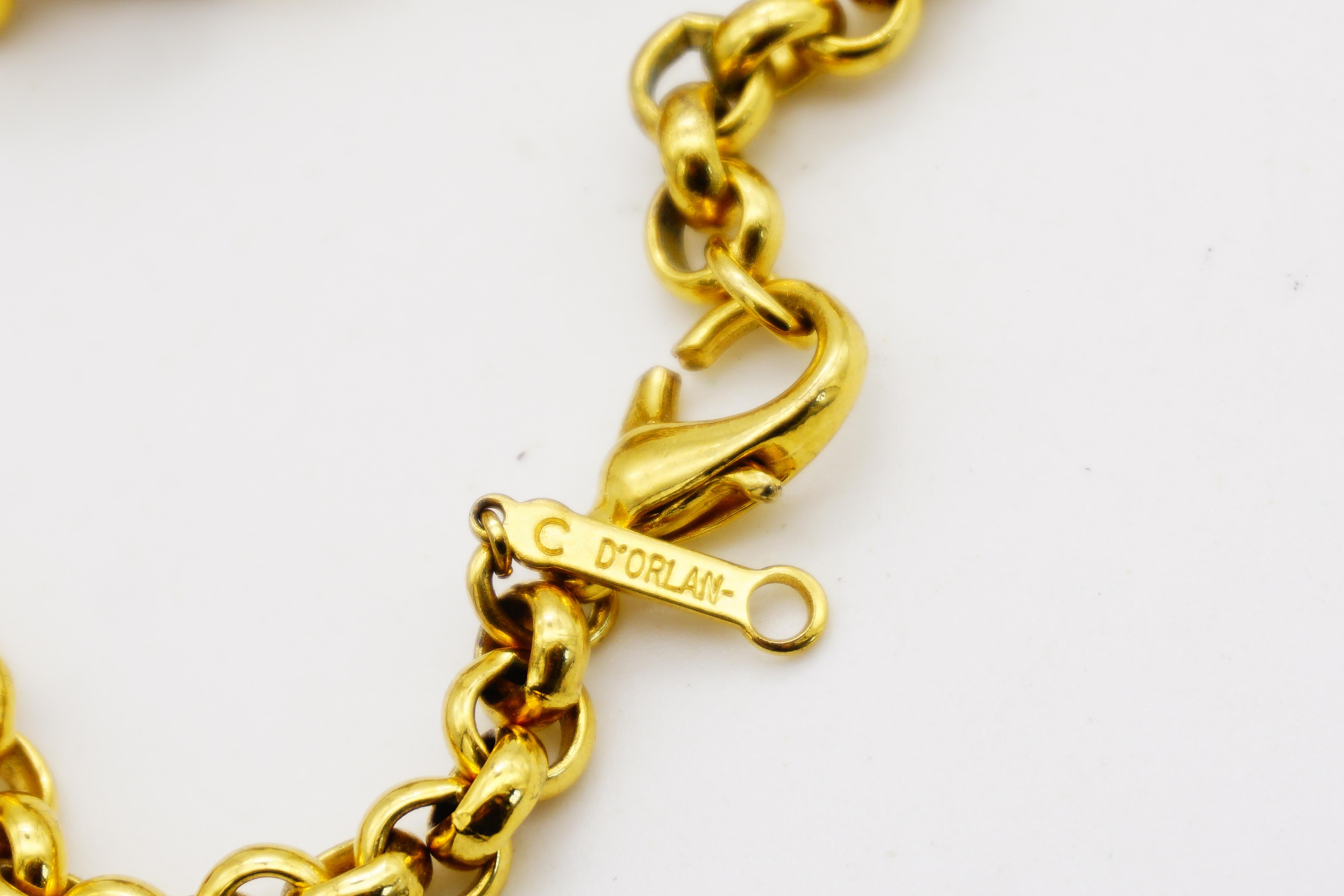 D'Orlan Vintage 1980s Long Crystals Interlocked Linked Chain Necklace Bracelet in vendita 10