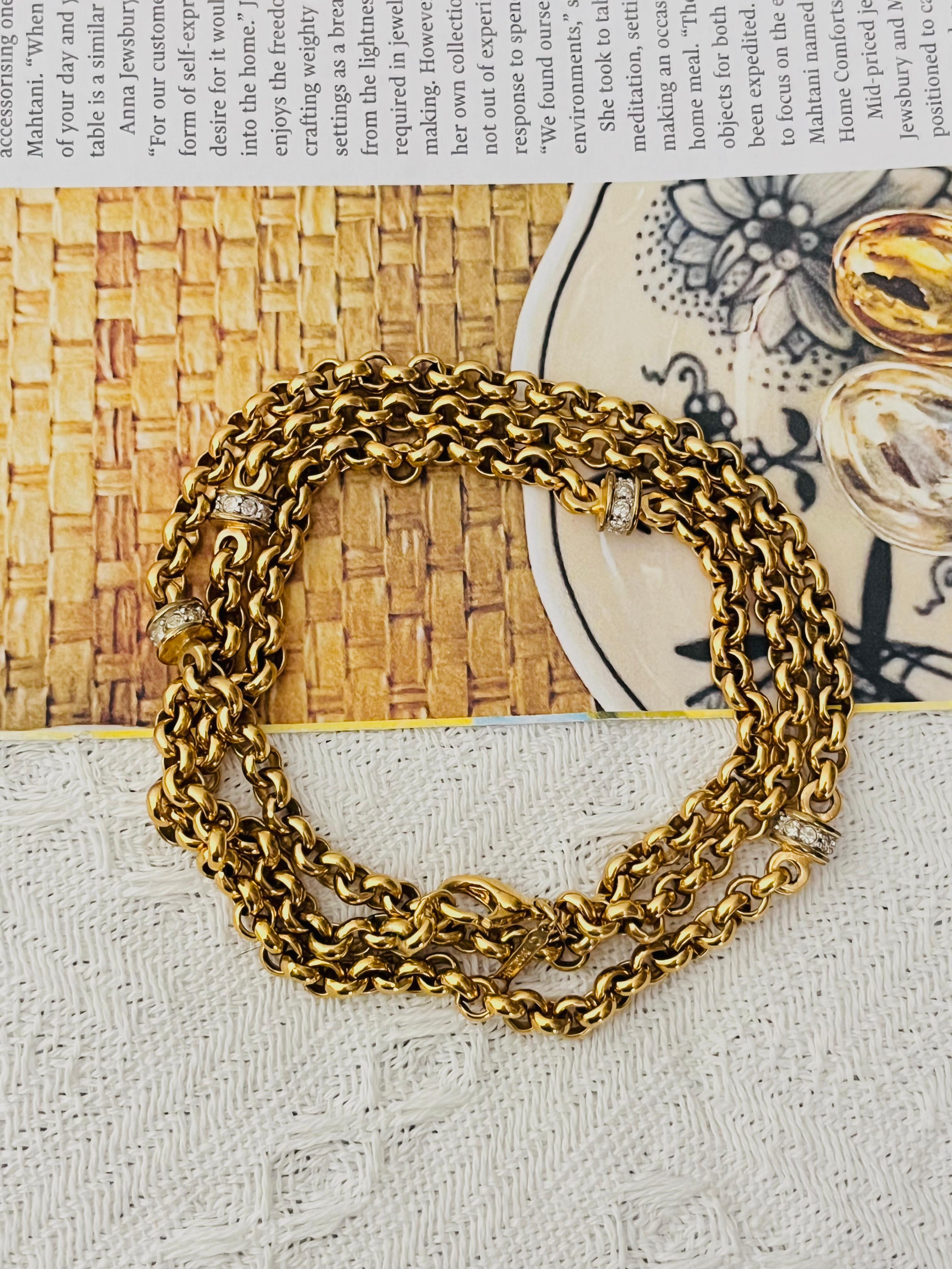 da uomo o donna D'Orlan Vintage 1980s Long Crystals Interlocked Linked Chain Necklace Bracelet in vendita