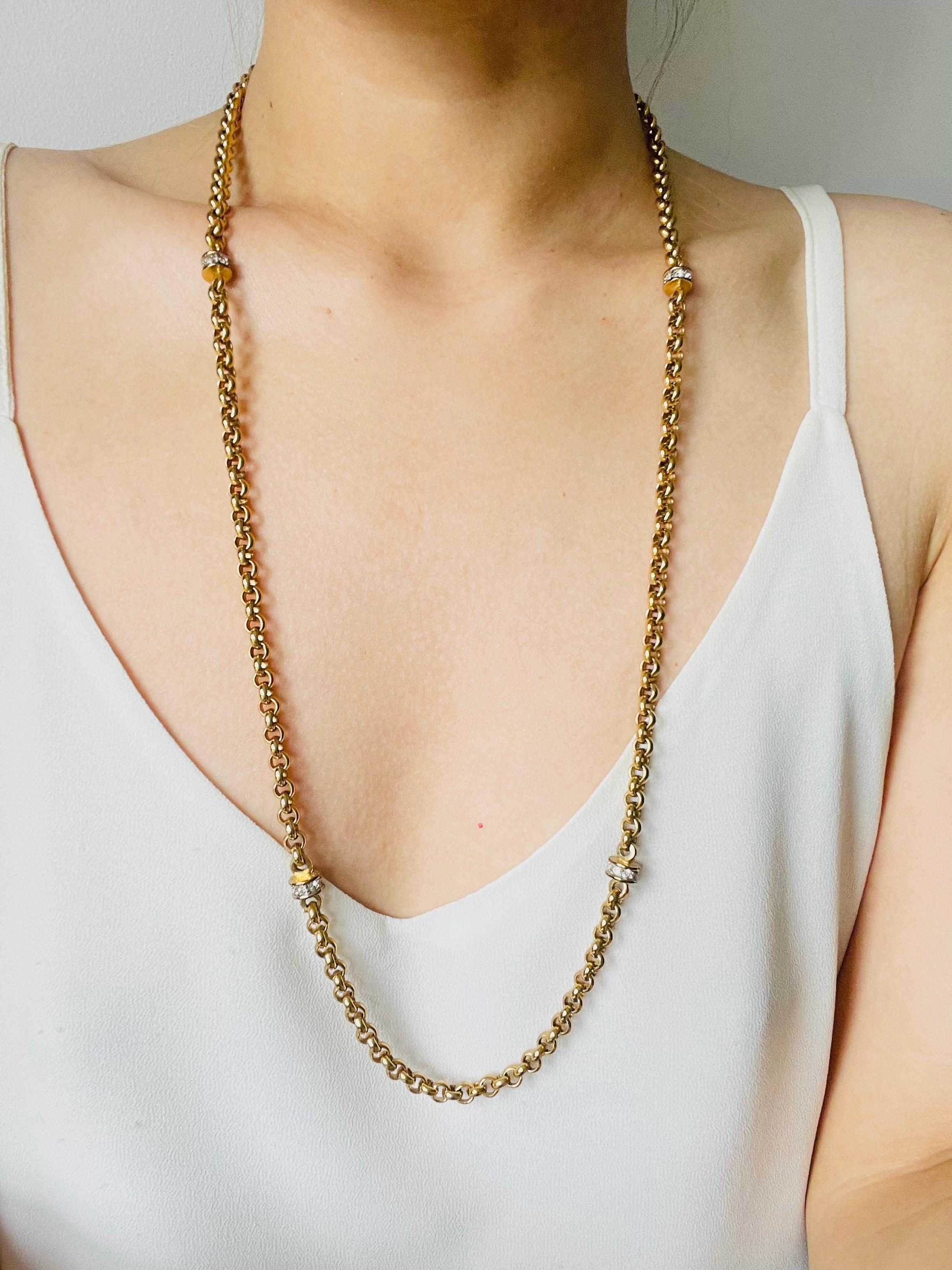 D'Orlan Vintage 1980s Long Crystals Interlocked Linked Chain Necklace Bracelet in vendita 1