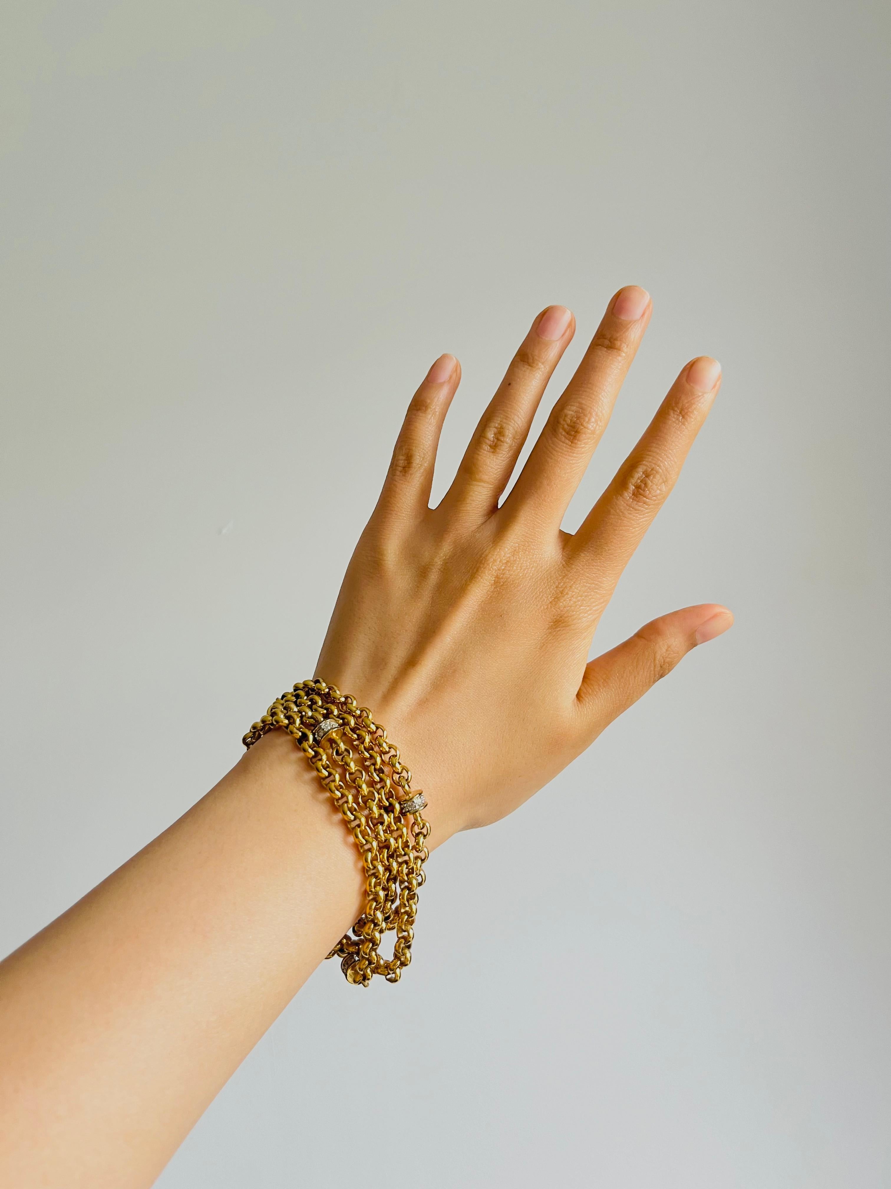 D'Orlan Vintage 1980s Long Crystals Interlocked Linked Chain Necklace Bracelet in vendita 4