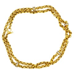 D'Orlan Vintage 1980s Long Crystals Interlocked Linked Chain Necklace Bracelet