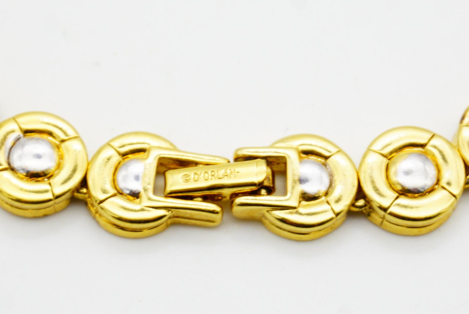 D'Orlan Vintage 1980s Tennis Circle Round Dots Modernist Silver Gold Necklace For Sale 5