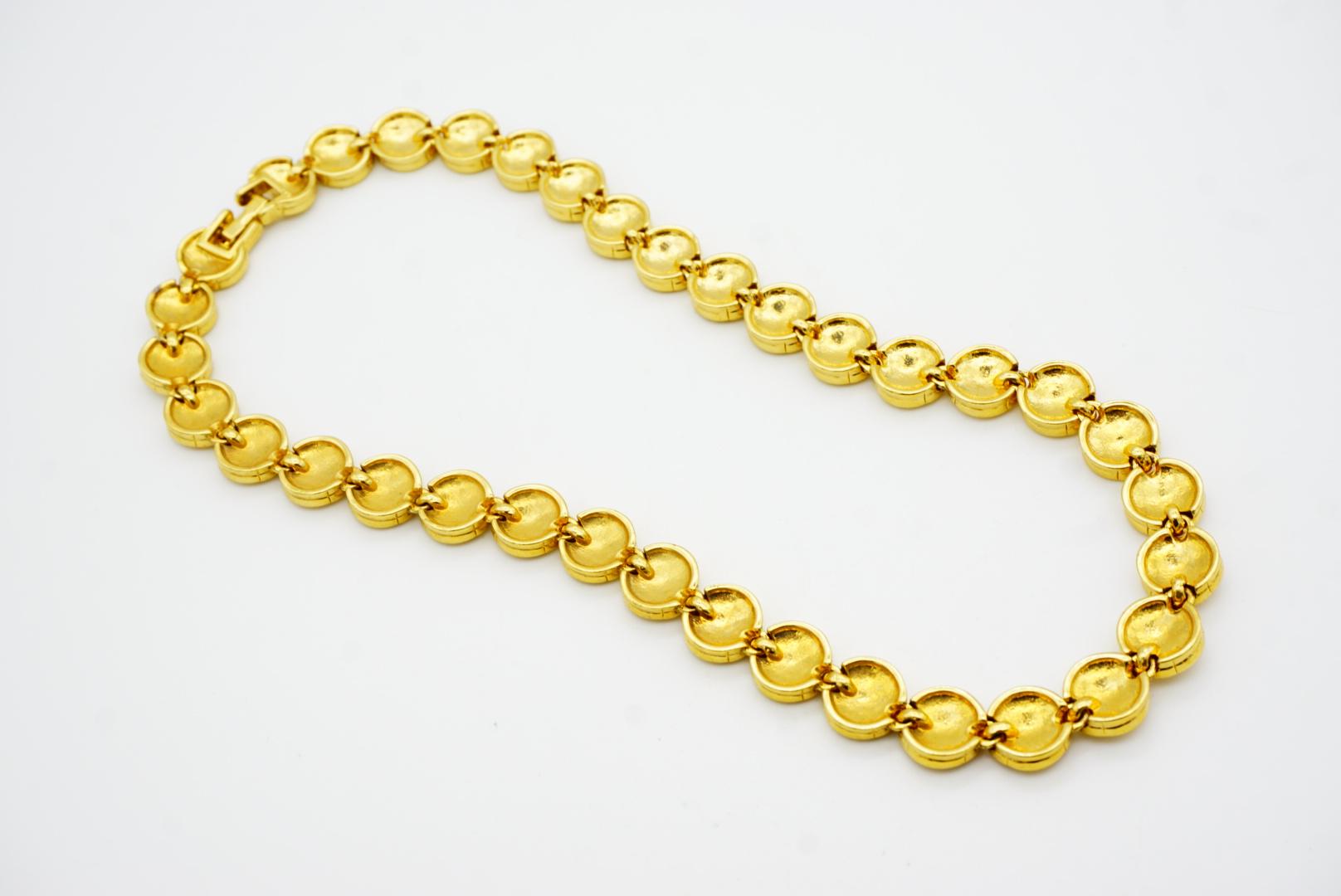 D'Orlan Vintage 1980s Tennis Circle Round Dots Modernist Silver Gold Necklace For Sale 6