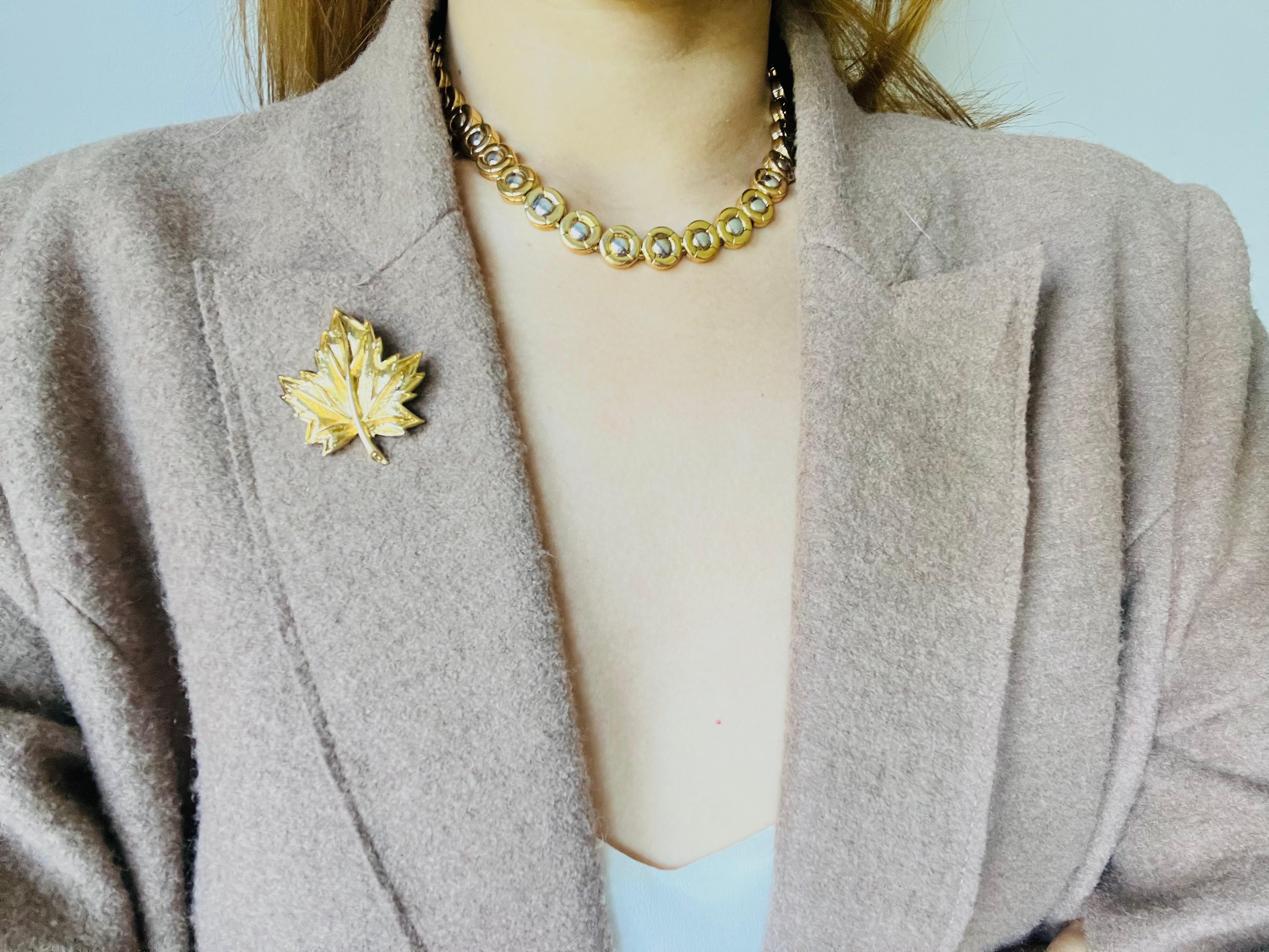 D'Orlan Vintage 1980s Tennis Circle Round Dots Modernist Silver Gold Necklace For Sale 1