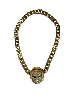 D'Orlan Vintage Gold Plated Lion Choker and Matching Earrings - 1980's