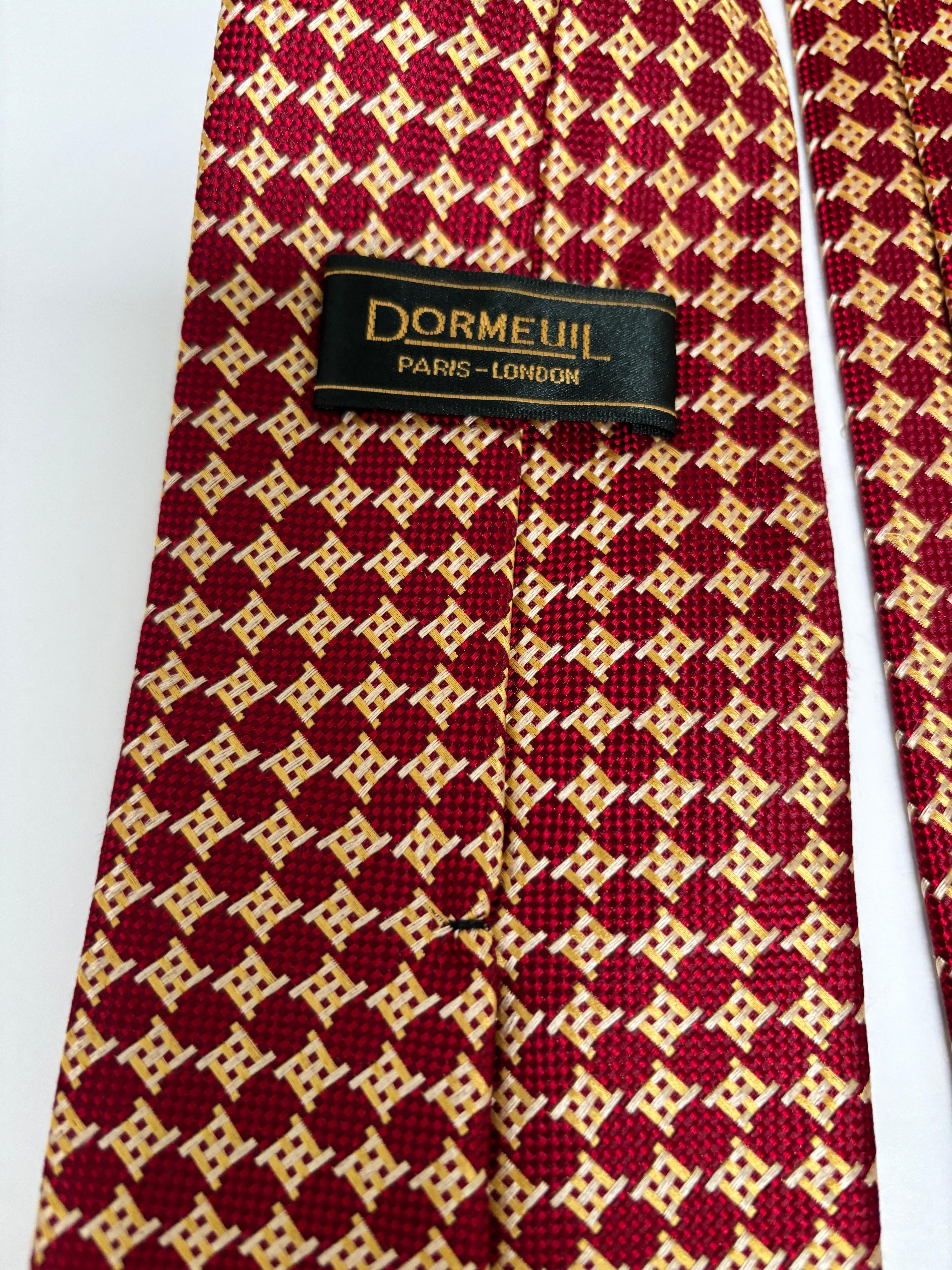 Dormeuil Herrenkrawatte aus roter und goldener Seide Made in France (Braun) im Angebot