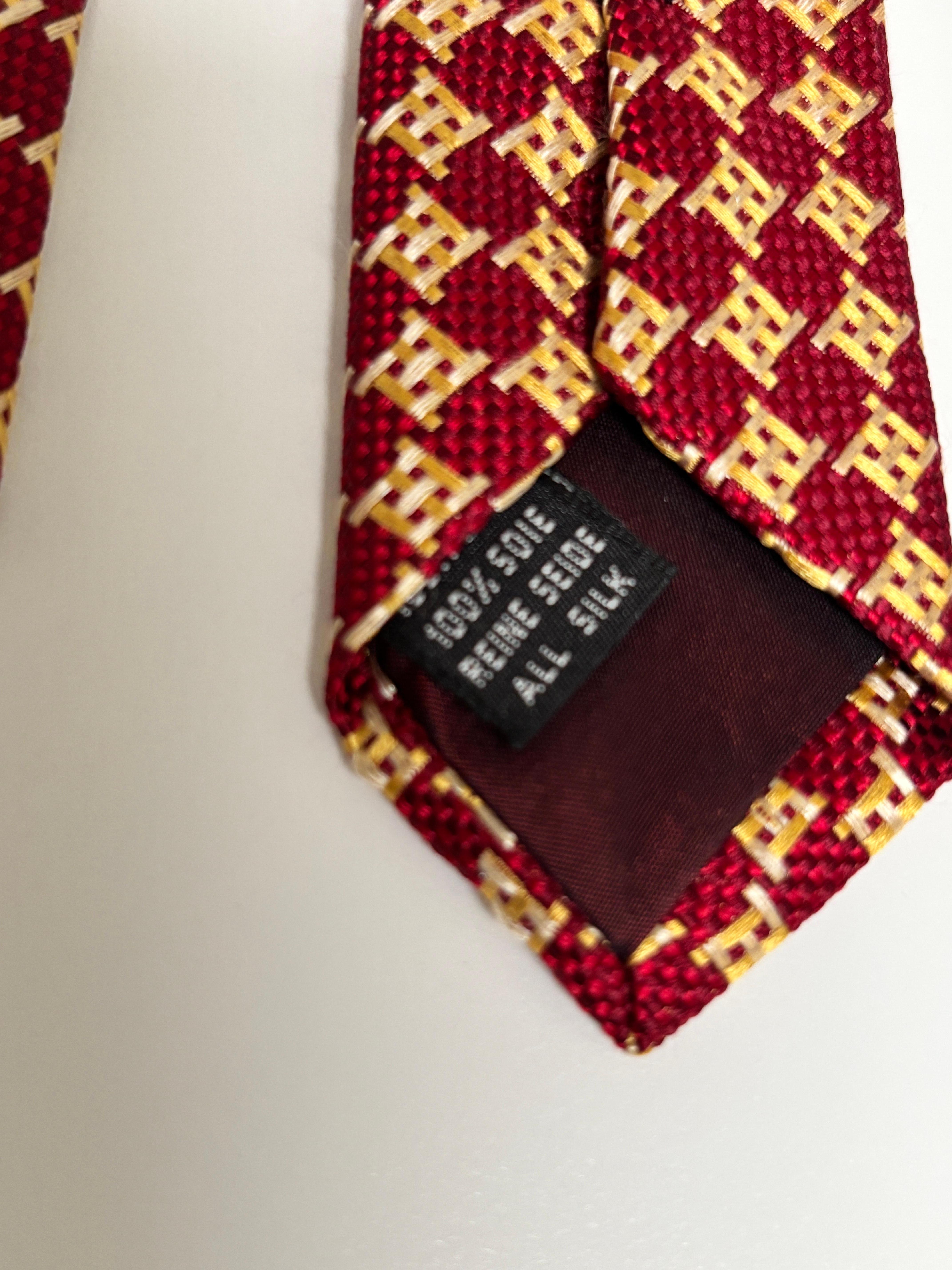 Dormeuil Herrenkrawatte aus roter und goldener Seide Made in France im Angebot 1