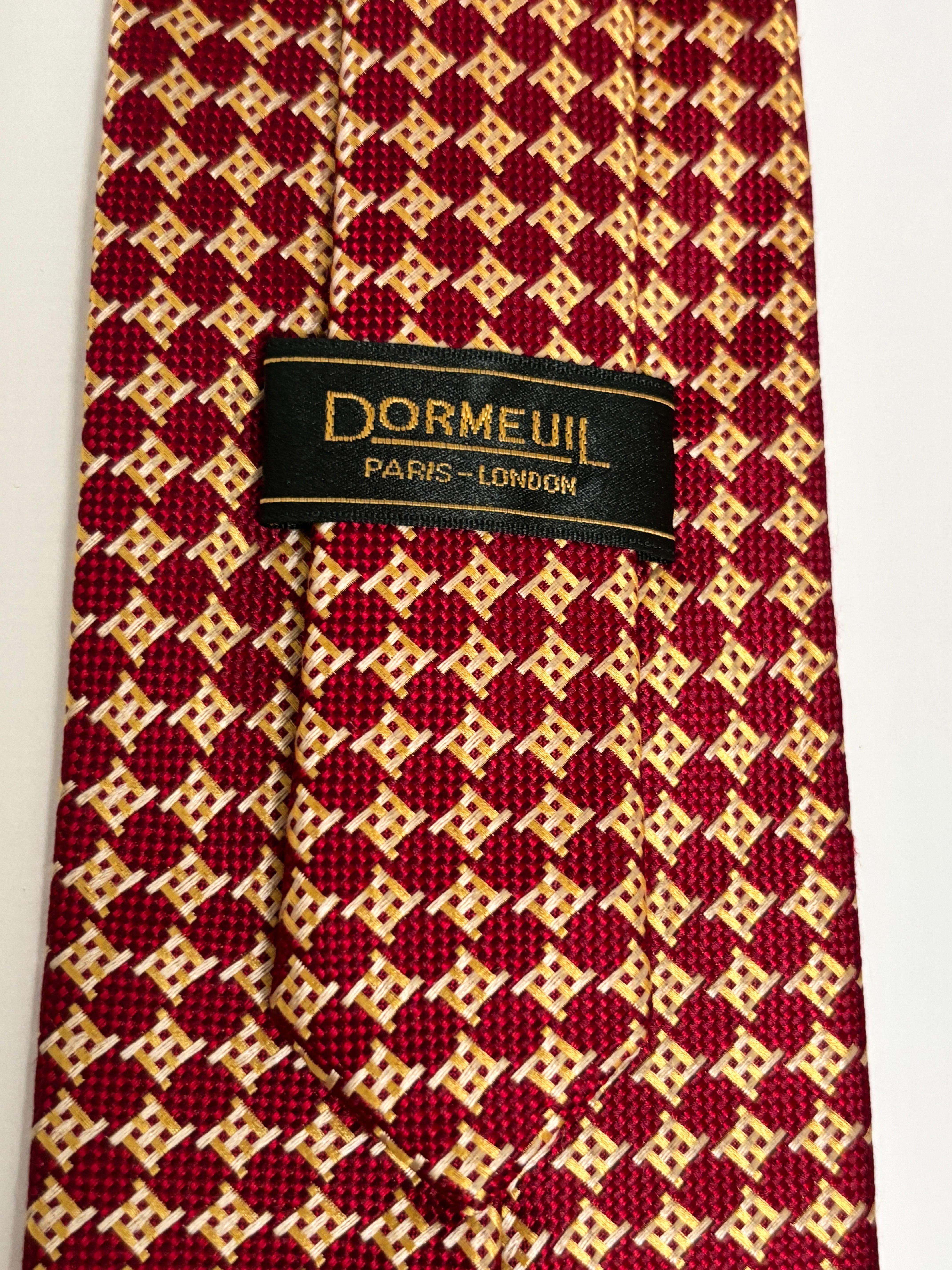 Dormeuil Herrenkrawatte aus roter und goldener Seide Made in France im Angebot 2