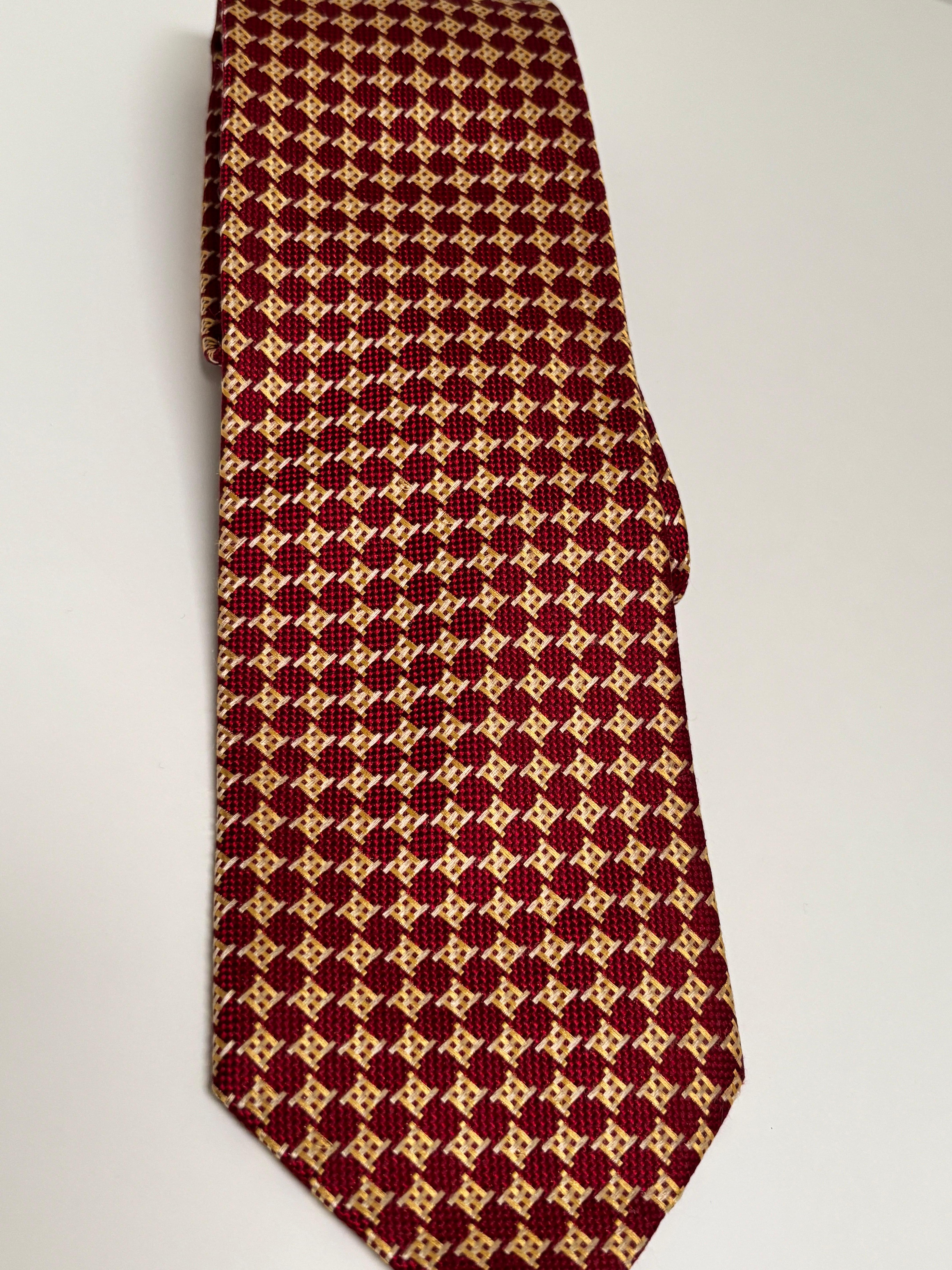 Dormeuil Herrenkrawatte aus roter und goldener Seide Made in France im Angebot 3