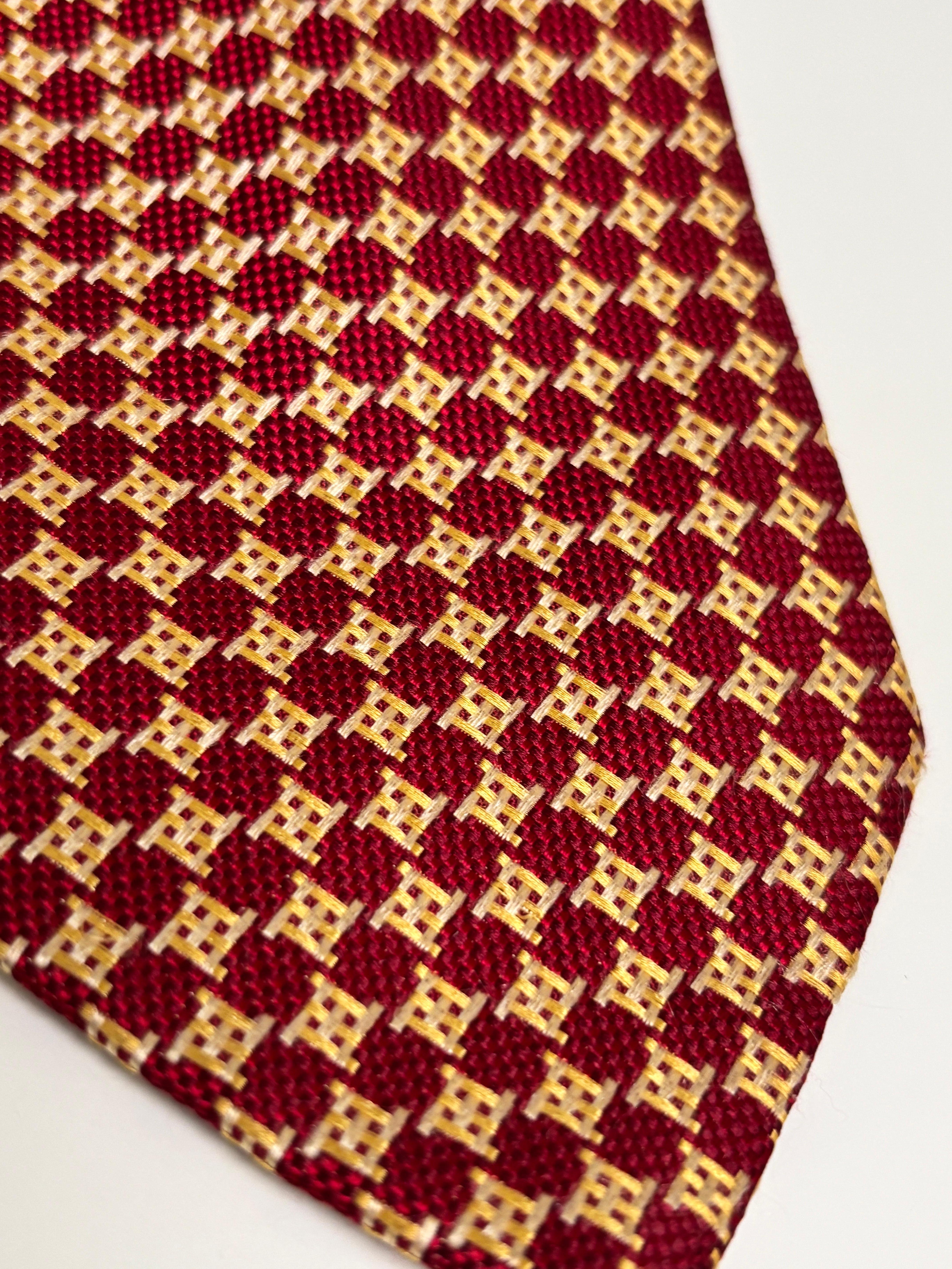 Dormeuil Herrenkrawatte aus roter und goldener Seide Made in France im Angebot 4