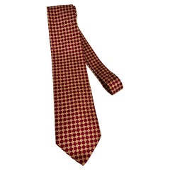 Dormeuil Men's Red and Gold Silk Neck Tie Made in France