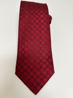 Dormeuil Men's Red Silk Tie Circa 2000 Luxury Handmade in France 58"