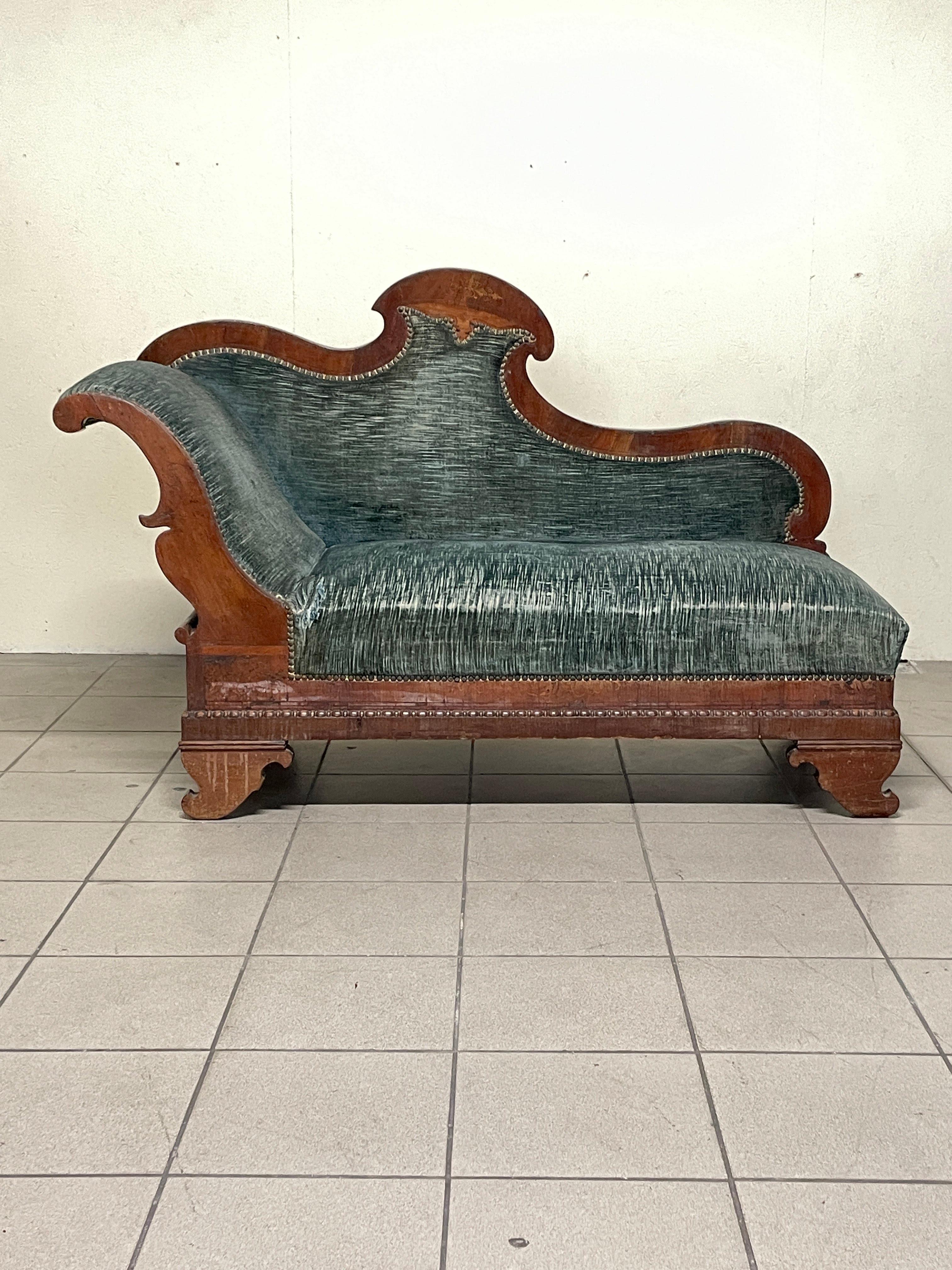 Charles X Dormeuse Carlo X  in legno e tessuto, prima metà del 1800 For Sale