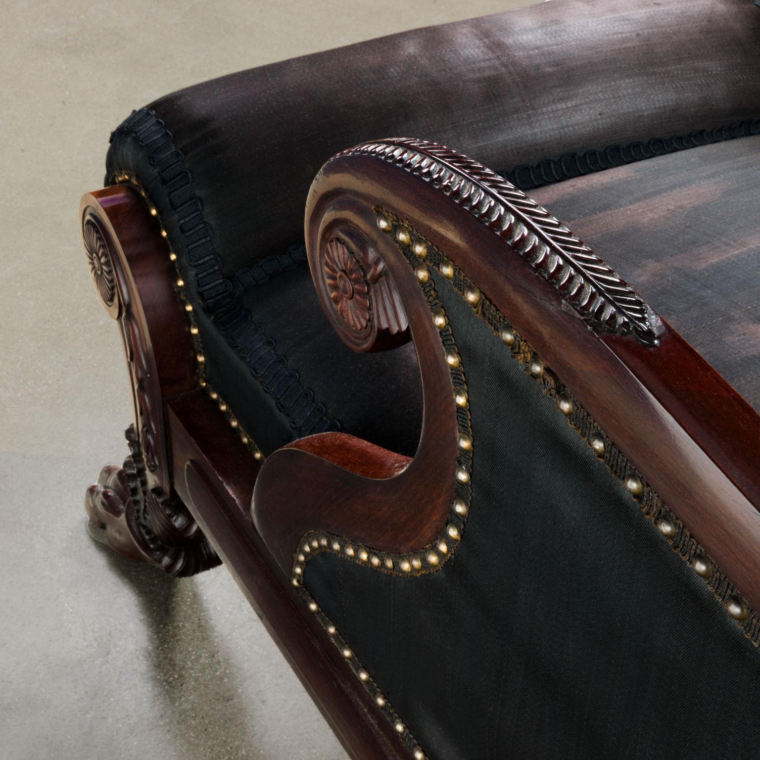 Mahogany Dormeuse. Milan, c. 1860, black and brown For Sale