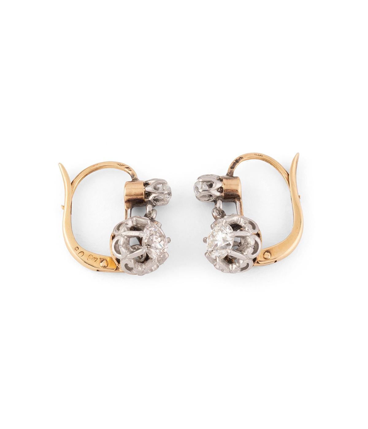 Late Victorian Dormeuses anciennes en or et diamants