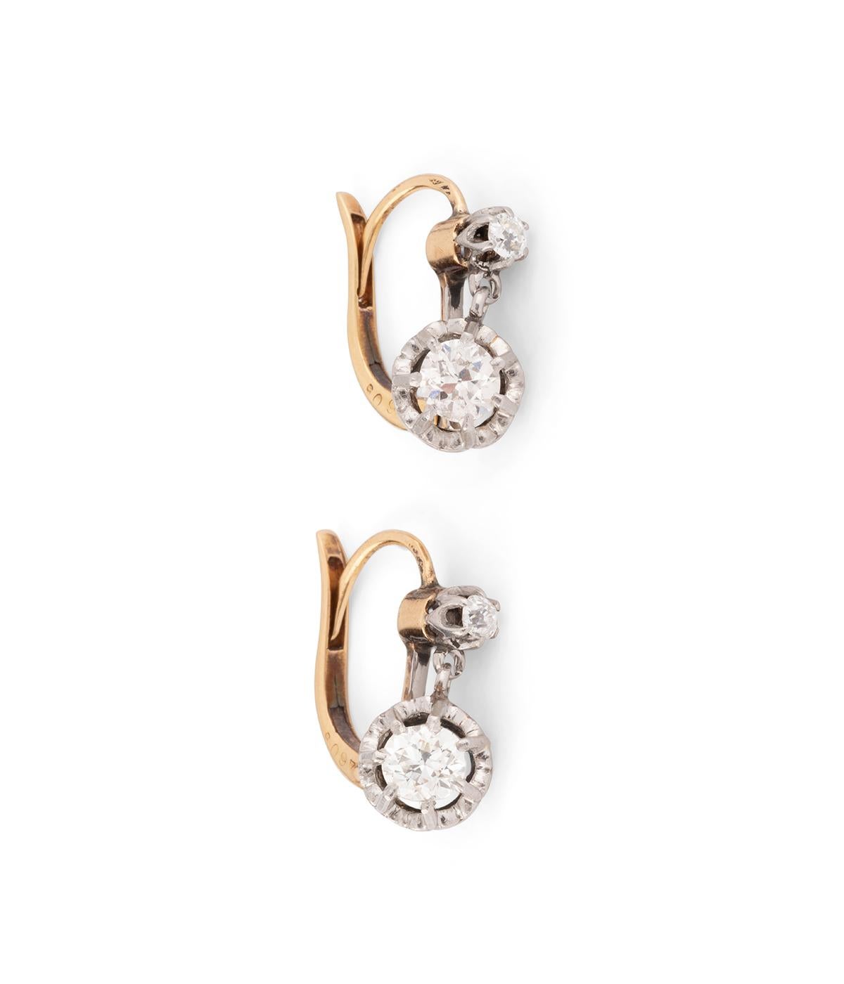 Mixed Cut Dormeuses anciennes en or et diamants