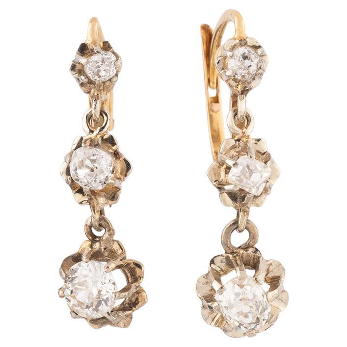 Dormeuses du début du 20ème siècle en or et diamants