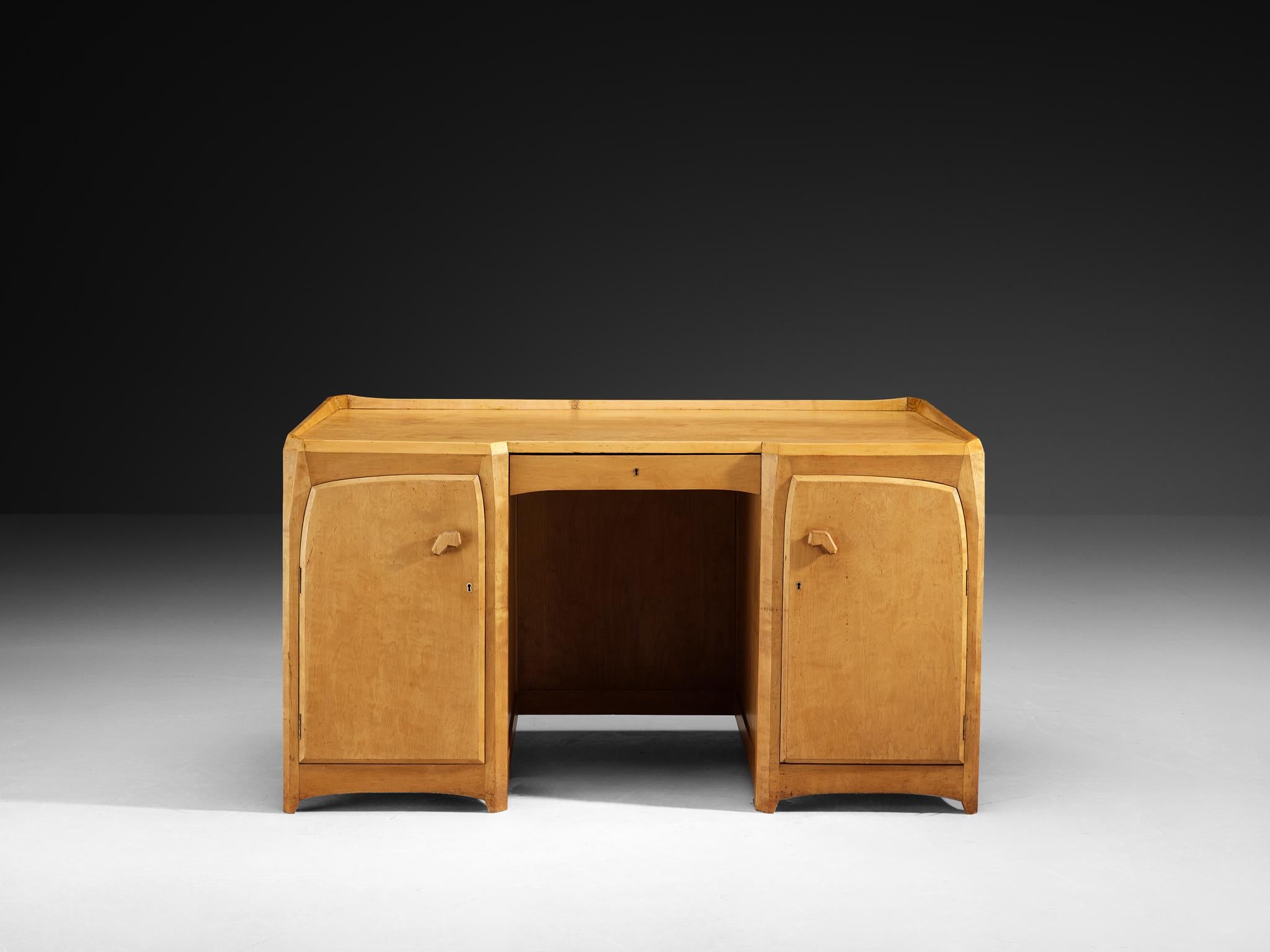 Art Deco Dornach School Anthroposophical Desk in Birch, circa 1930 For Sale
