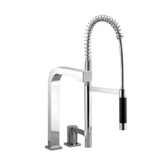 Dornbracht Germany Three-Hole Faucet and Prep Sprayer Set, Chrome Platinum