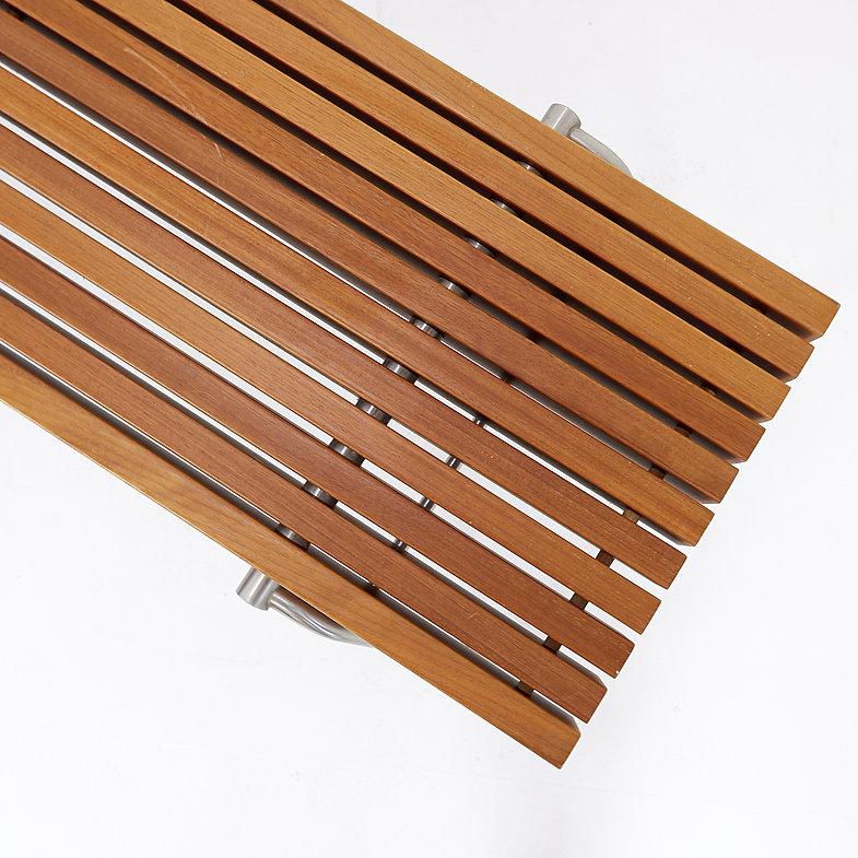 Dornbracht interior wooden slatted bench - Belgium In Good Condition For Sale In Brussels , BE