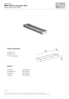 Dornbracht MEM Two-Arm Fixed Towel Bar Brushed Dark Platinum, Germany.