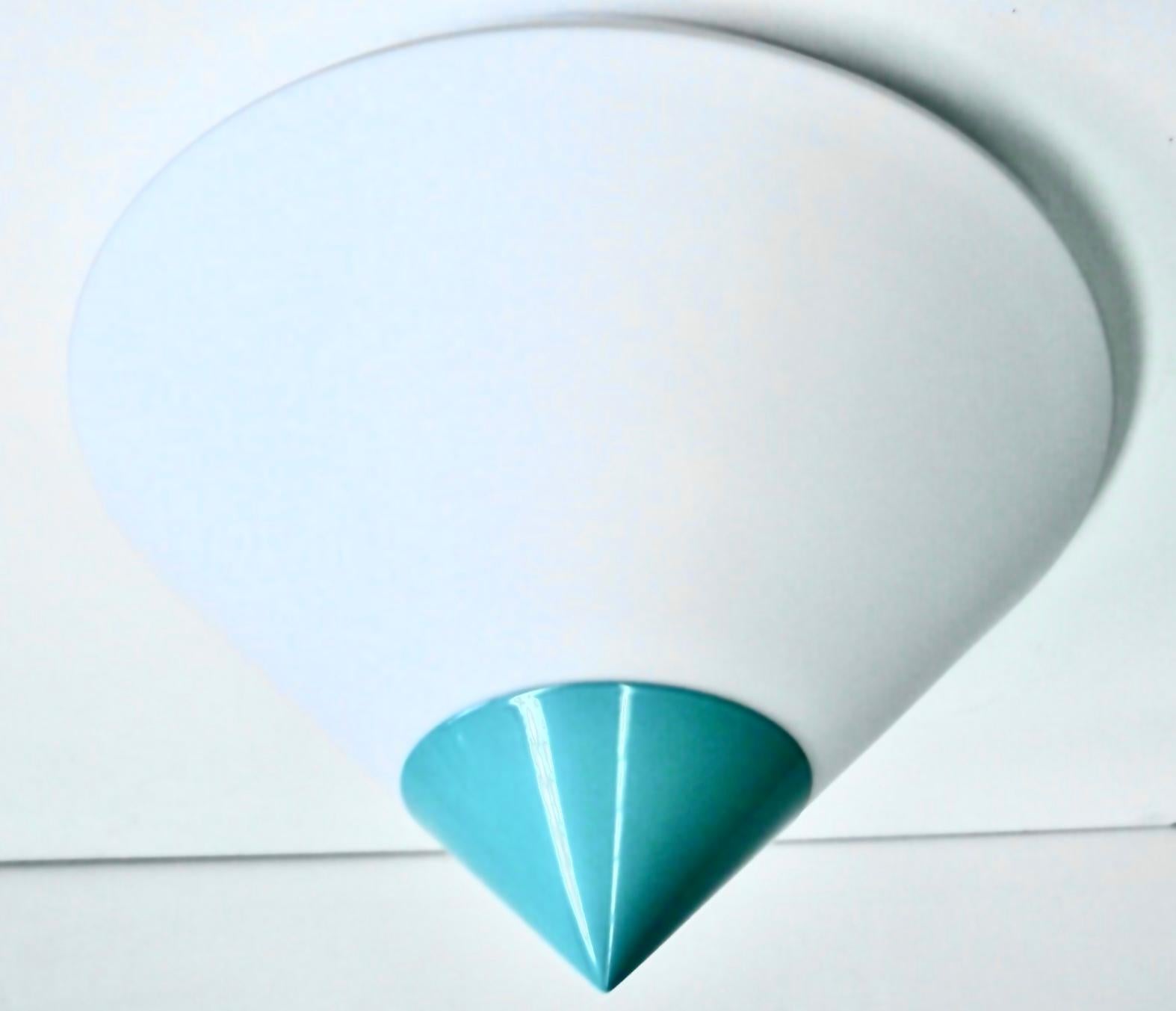 Dornbracht Point Collection Postmodern Flush Light Fixture, Bianco e verde acqua Germania in vendita 1