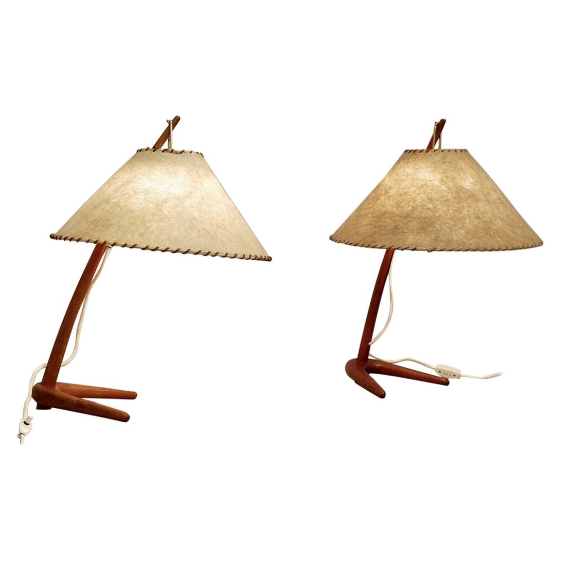 'Dornstab' Table Lamps by J.T. Kalmar for Kalmar Werkstatten, a Pair Available