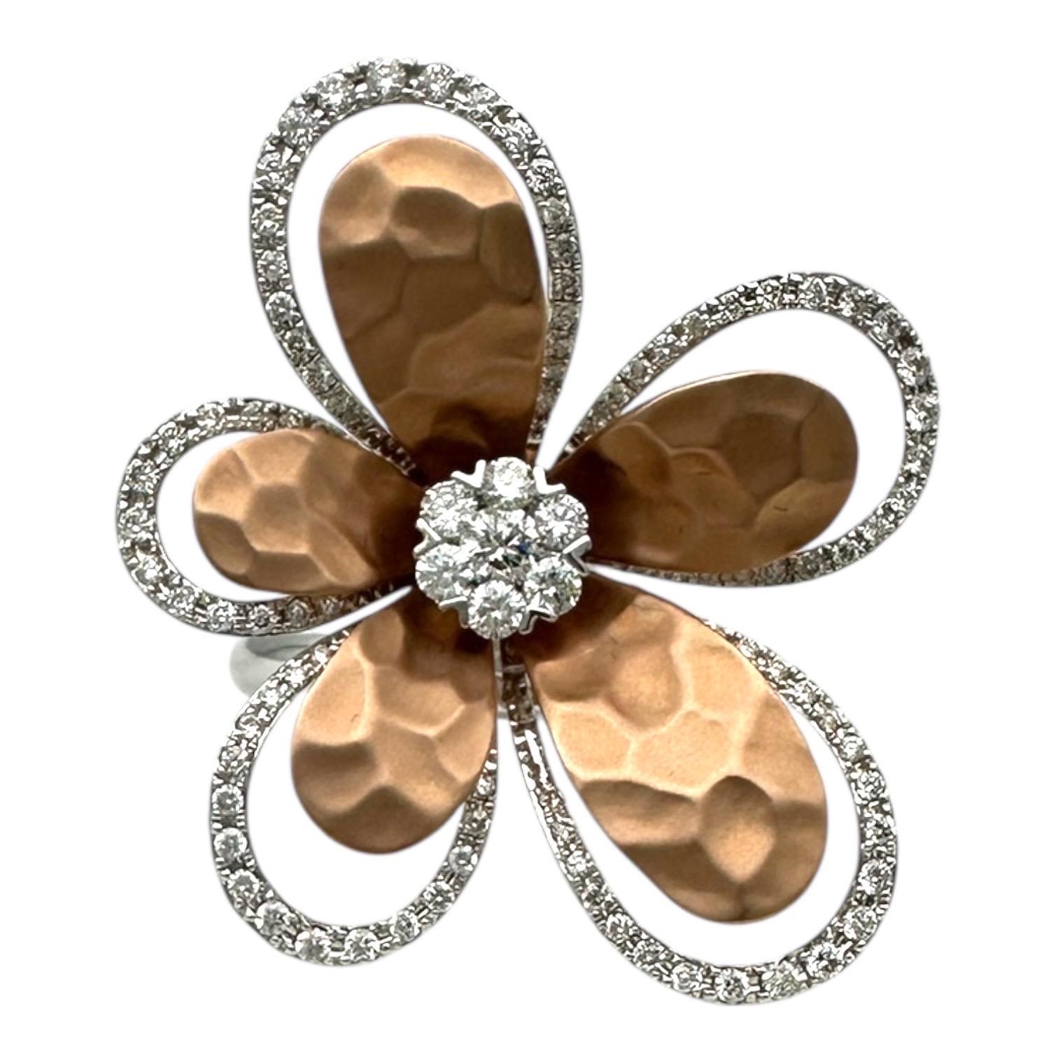 Artisan D'Oro by EFFY Bague fleur en or blanc et rose 18k diamant 1-1/4 Ct T.w. $7k Macys en vente
