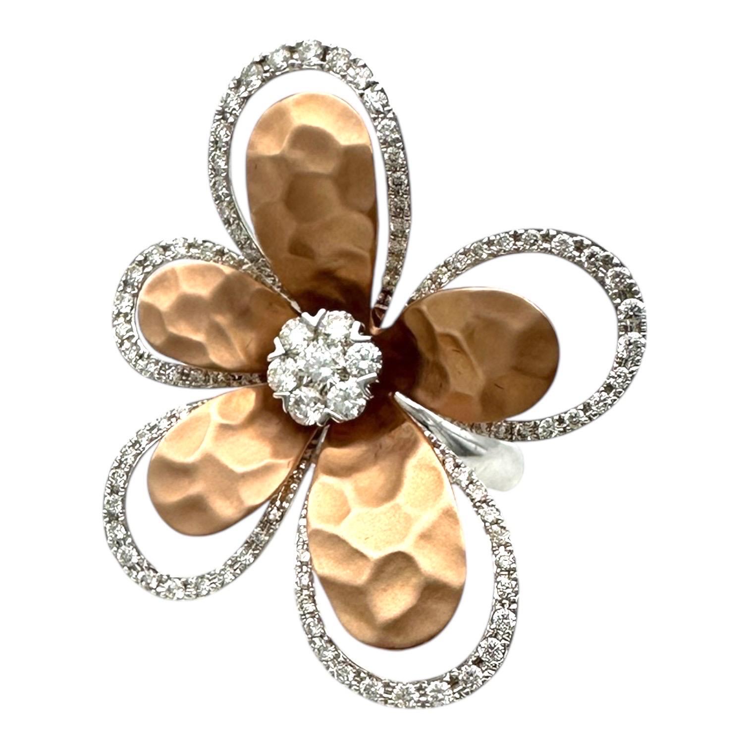 Taille ronde D'Oro by EFFY Bague fleur en or blanc et rose 18k diamant 1-1/4 Ct T.w. $7k Macys en vente