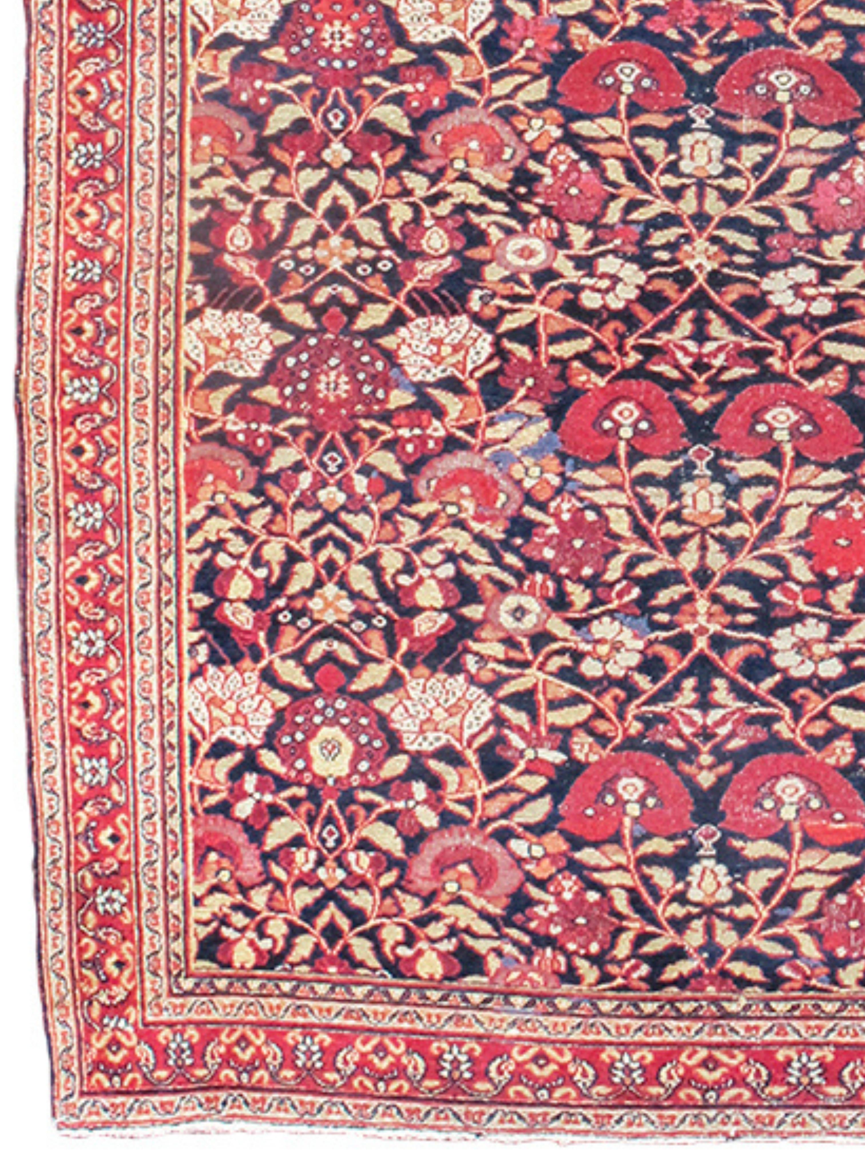 Tapis long persan Dorokhsh, 19e siècle

Fond floral stylisé sur fond bleu foncé.

Informations supplémentaires :
Dimensions : 4'11