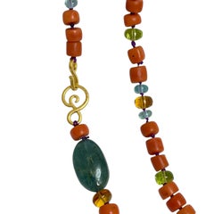 DOROTA LASAK 22k gold coral emerald amethyst citrine peridot beaded necklace