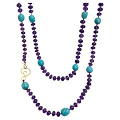 DOROTA LASAK Collier de perles en or 22 carats avec turquoise et améthyste