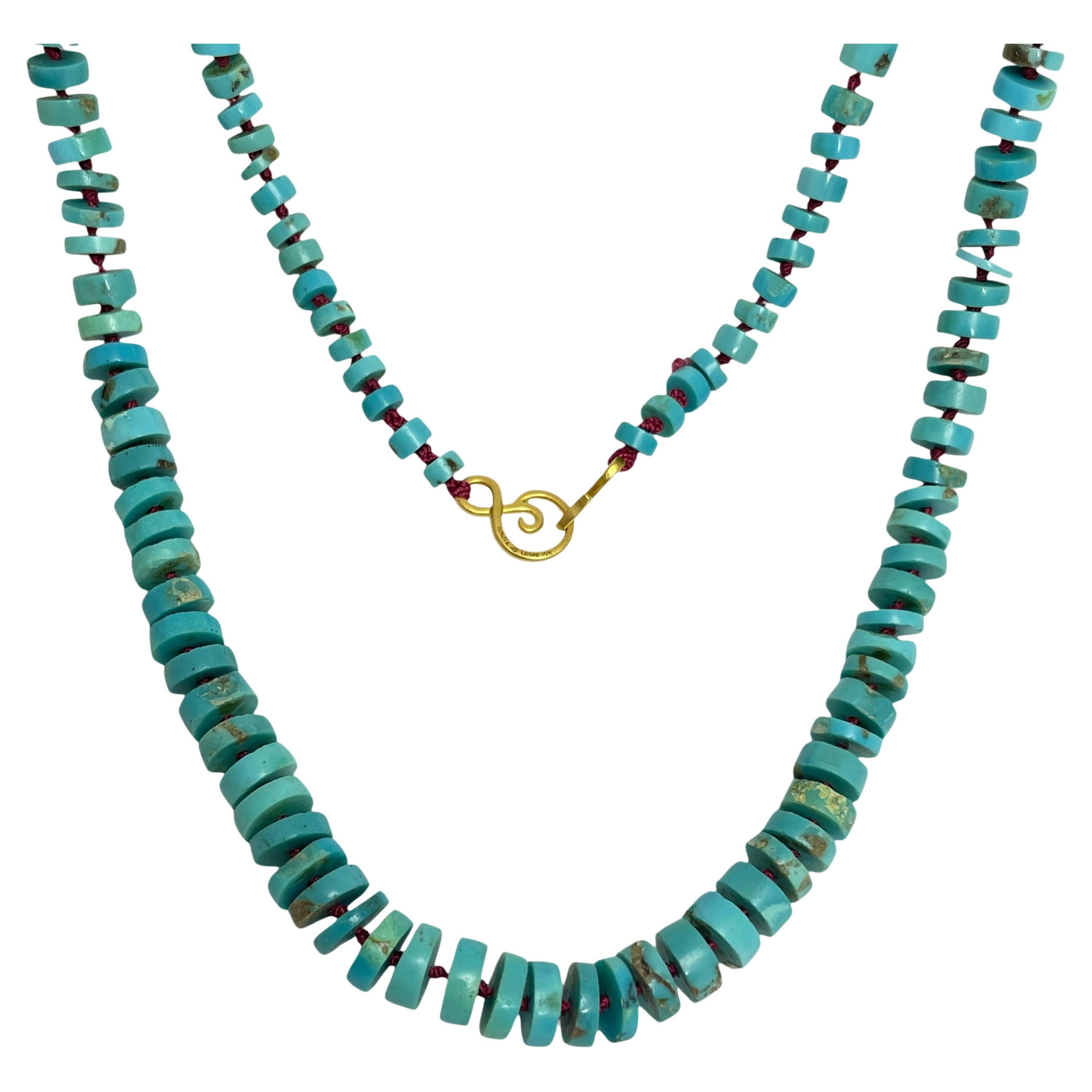 DOROTA LASAK 22k gold turquoise beaded necklace
