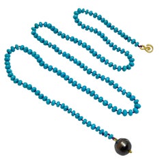 DOROTA LASAK 22k gold turquoise Tahitian pearl beaded necklace