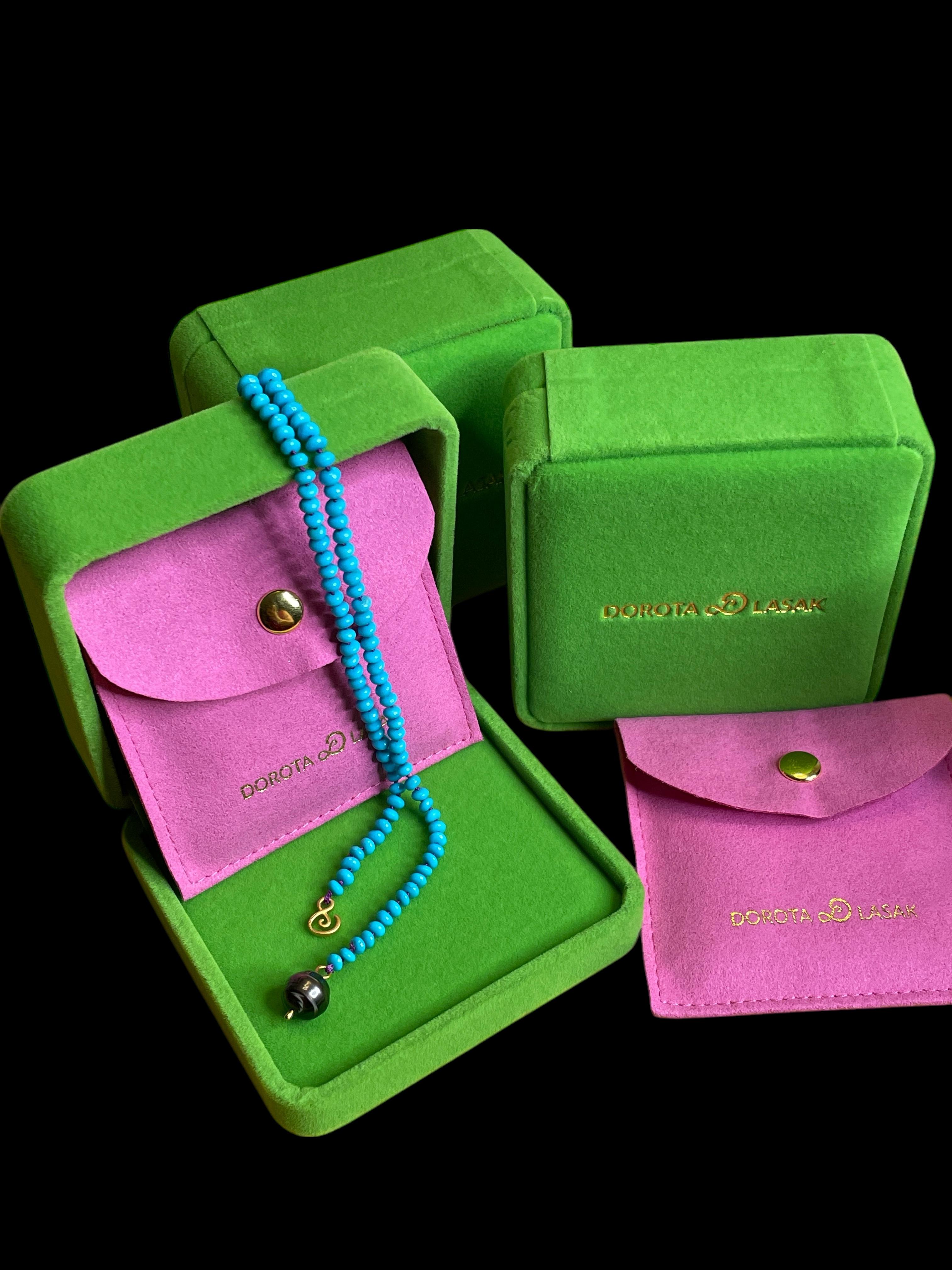 Dorota LASAK, collana con perle di Tahiti in oro 22k e turchese In condizioni Nuovo in vendita a Palos Hills, IL