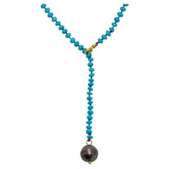 DOROTA LASAK 22k gold turquoise Tahitian pearl beaded necklace