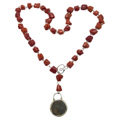 DOROTA LASAK sterling silver coral ancient coin necklace