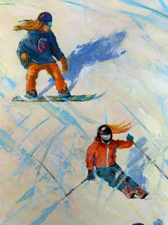 Slalom - Figurative Oil Painting, Dynamic, Sport, Polish art
