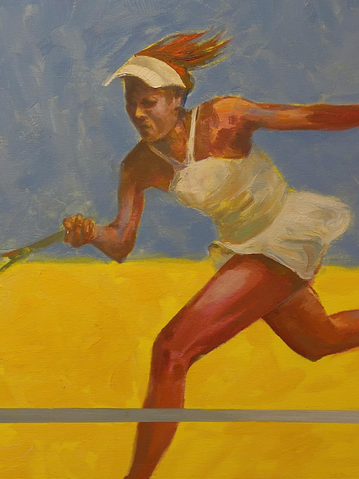 Tennis. Peinture à l'huile figurative, Jeux olympiques, Sport, réaliste, artiste polonais - Painting de Dorota Zych-Charaziak