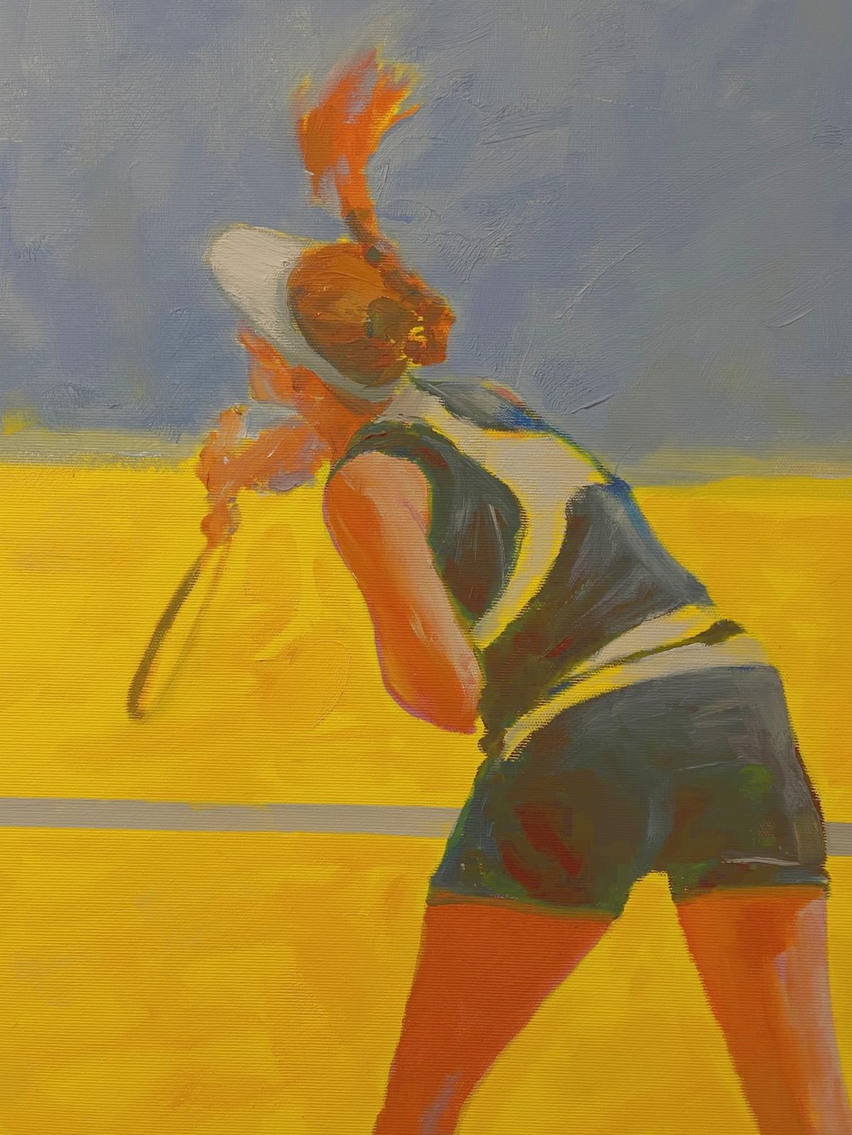 Tennis. Peinture à l'huile figurative, Jeux olympiques, Sport, réaliste, artiste polonais - Expressionniste Painting par Dorota Zych-Charaziak