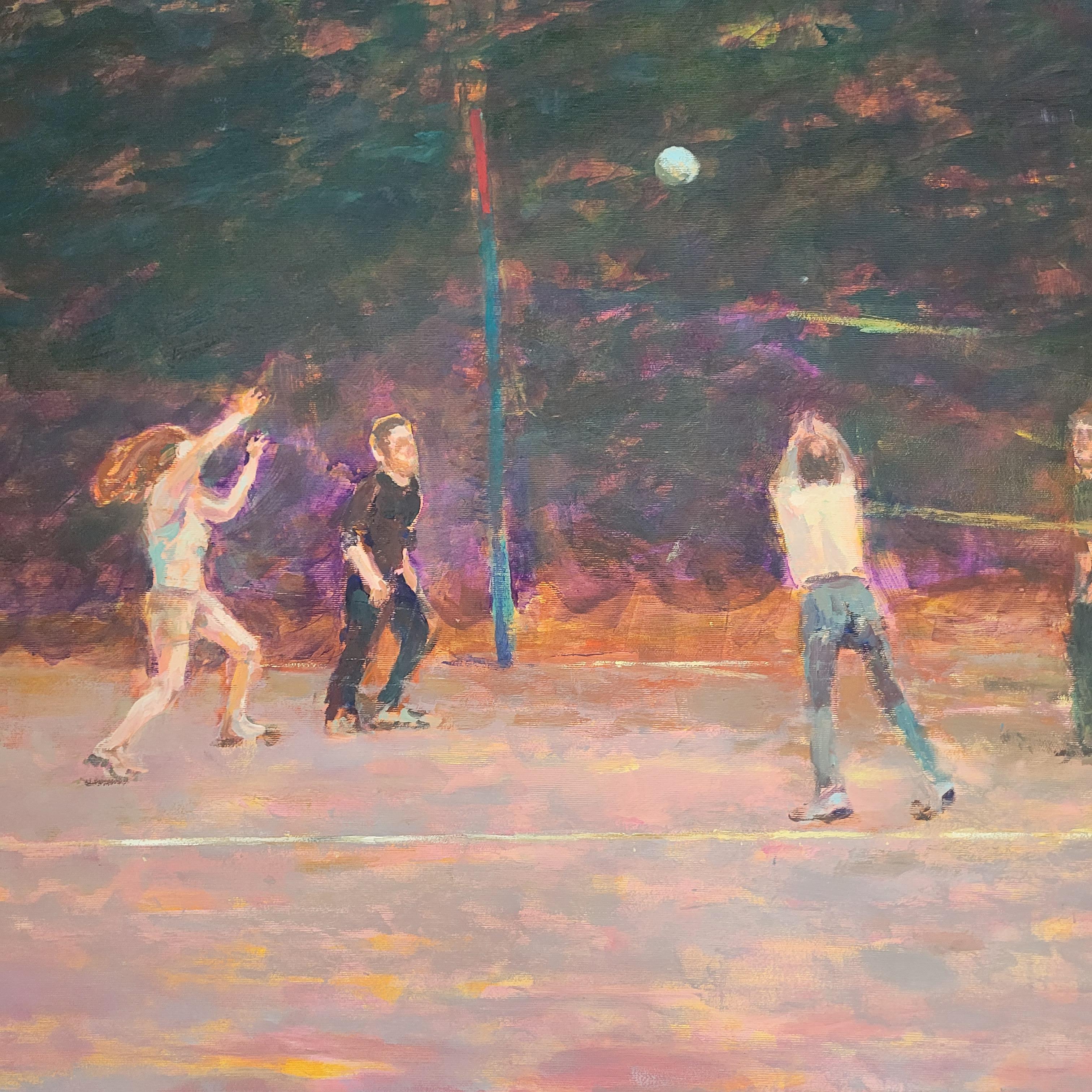 Voleibol - Pintura al óleo figurativa contemporánea del siglo XXI, Deporte, Paisaje en venta 1