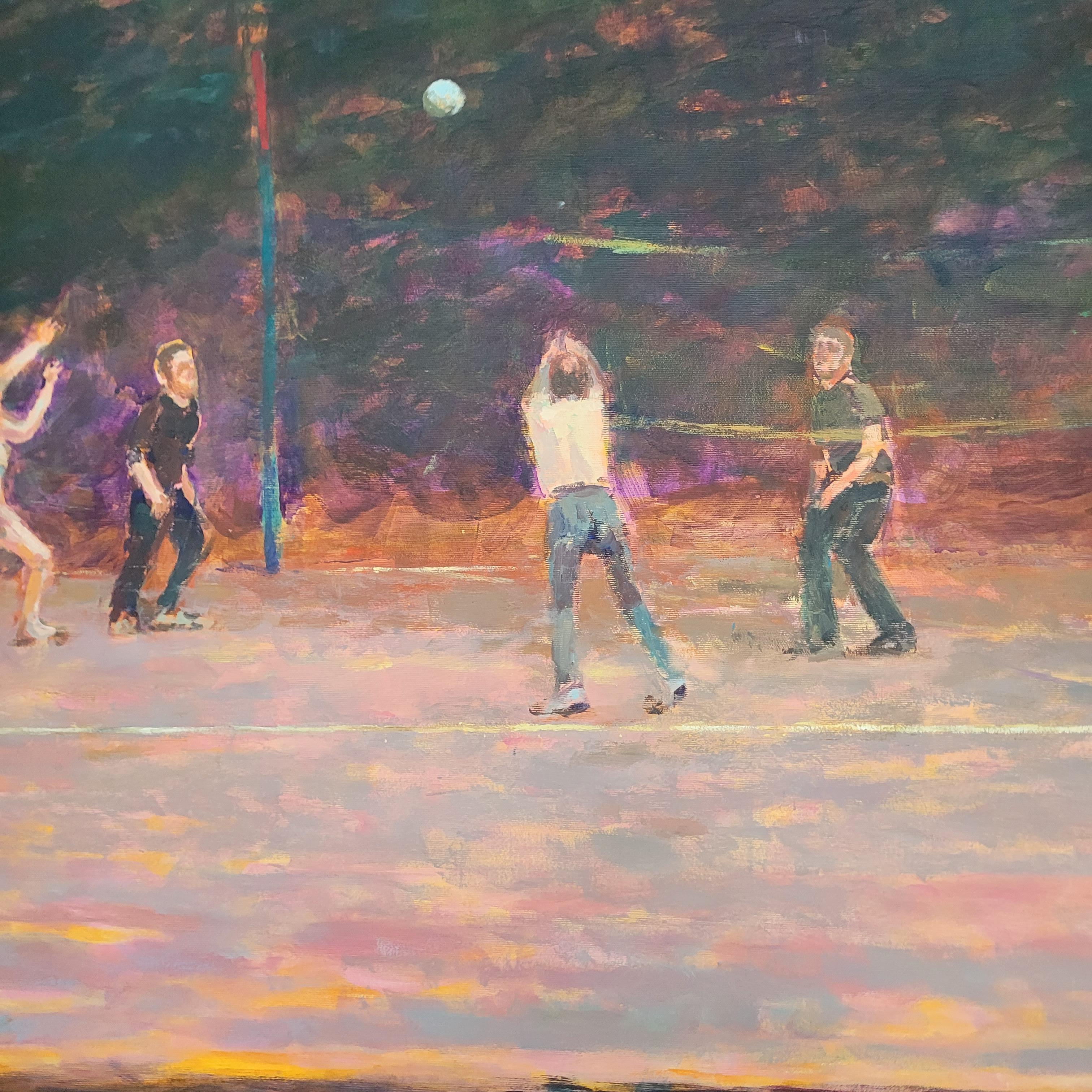 Voleibol - Pintura al óleo figurativa contemporánea del siglo XXI, Deporte, Paisaje en venta 2